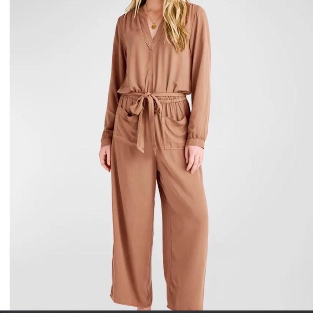 Splendid Wide-Leg Jumpsuit in Warm Taupe